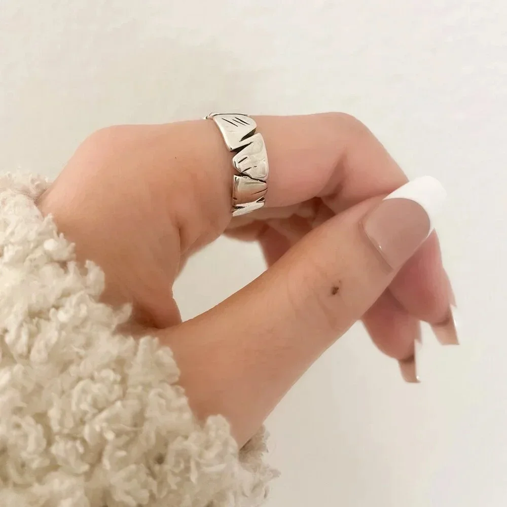 925 Sterling Silver Modern Ring Band Irregular Ring Abstract Modern Ring Band